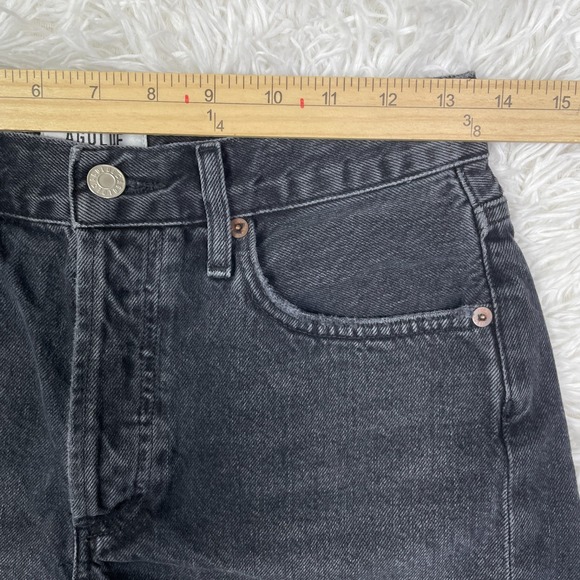 Agolde Shorts Womens 25 Black Denim Cut Off Jeans High Waist Button Fly Frayed - Picture 8 of 14